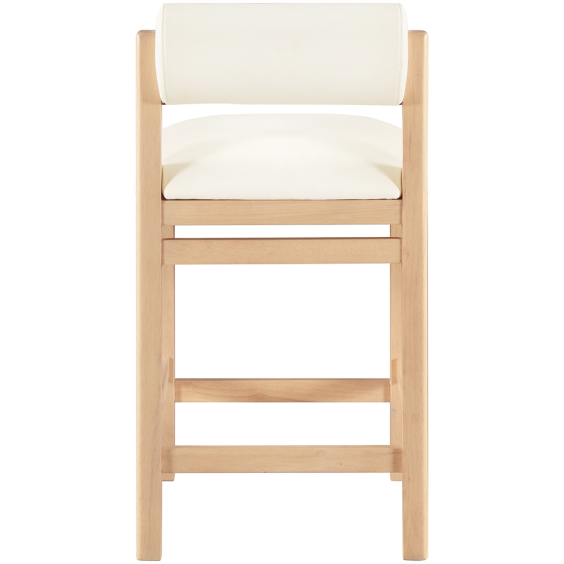 Meridian Furniture Roundhill Cream Vegan Leather Upholstered Counter Stool