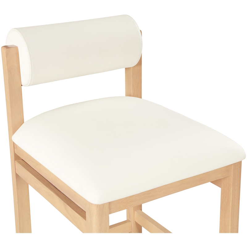 Meridian Furniture Roundhill Cream Vegan Leather Upholstered Counter Stool