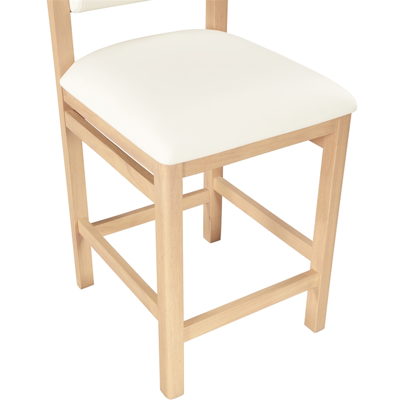 Meridian Furniture Roundhill Cream Vegan Leather Upholstered Counter Stool