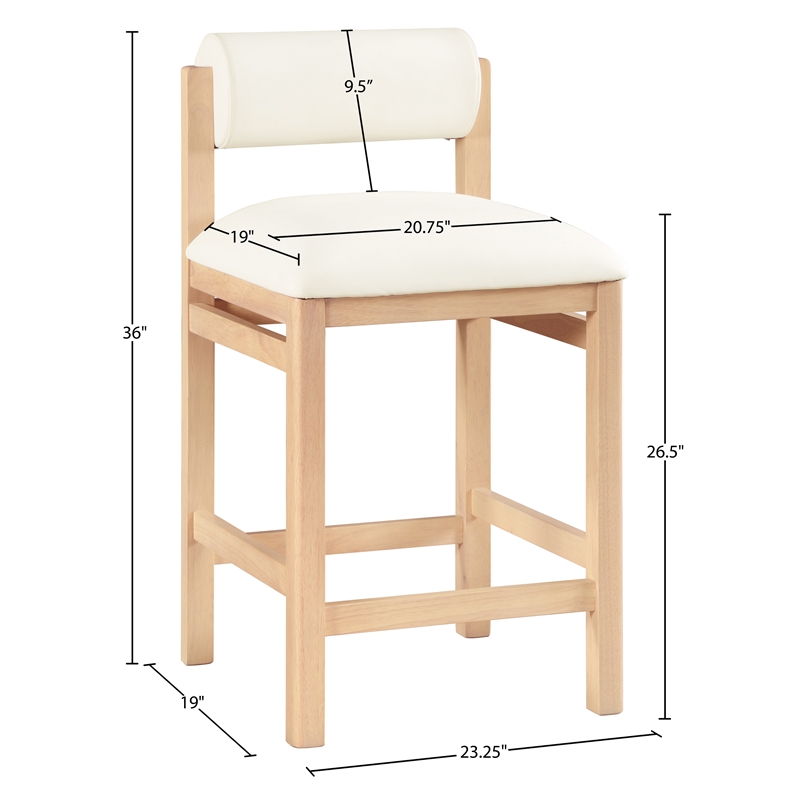 Meridian Furniture Roundhill Cream Vegan Leather Upholstered Counter Stool