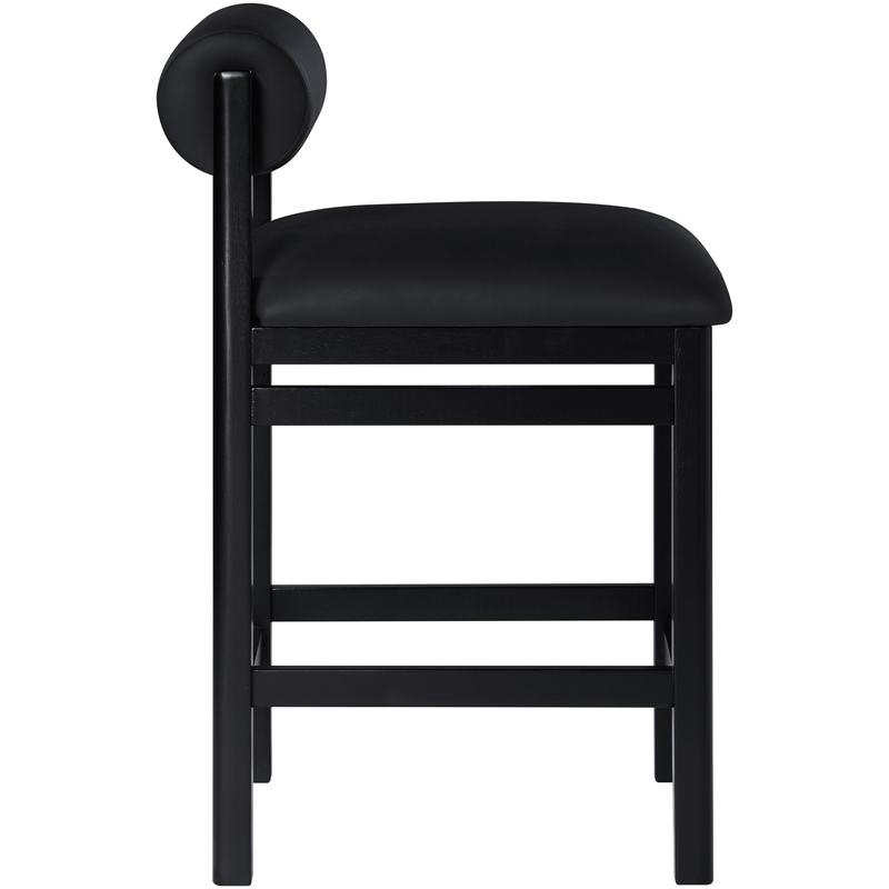 Meridian Furniture Roundhill Black Vegan Leather Upholstered Counter Stool