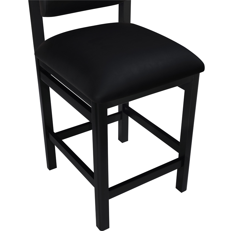 Meridian Furniture Roundhill Black Vegan Leather Upholstered Counter Stool