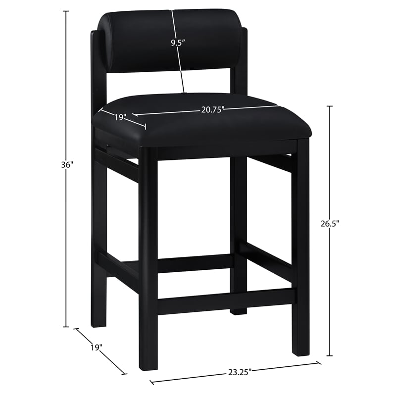 Meridian Furniture Roundhill Black Vegan Leather Upholstered Counter Stool