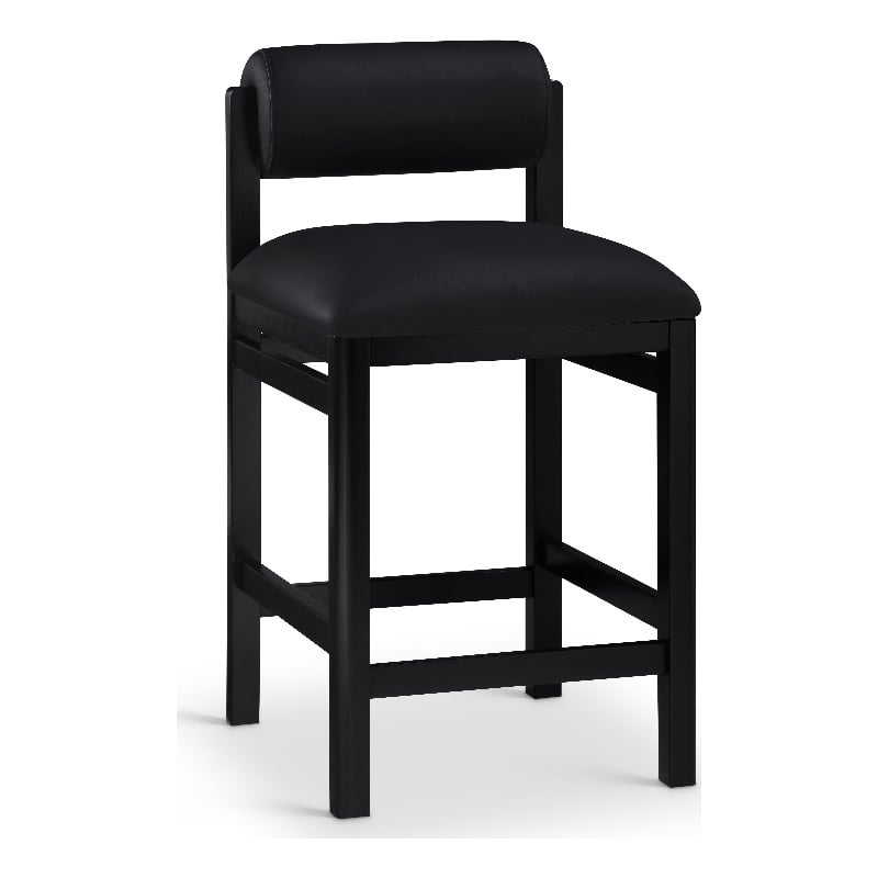 Meridian Furniture Roundhill Black Vegan Leather Upholstered Counter Stool