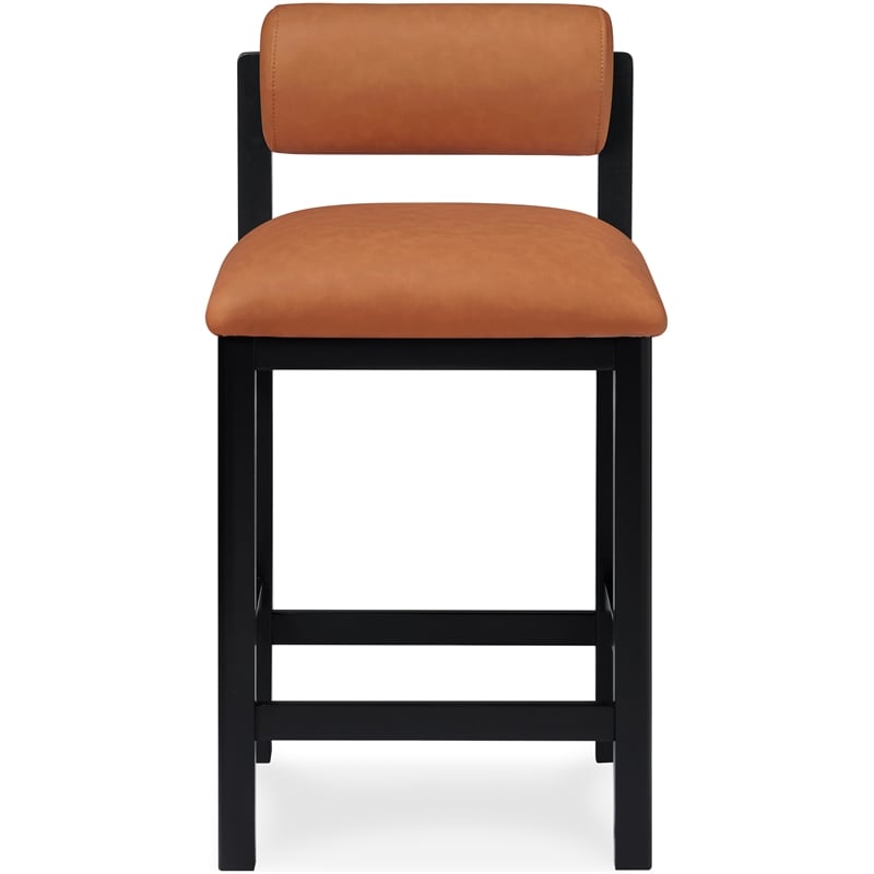 Meridian Furniture Roundhill Cognac Vegan Leather Upholstered Counter Stool