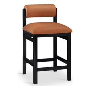 Meridian Furniture Roundhill Cognac Vegan Leather Upholstered Counter Stool
