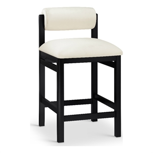 Meridian Furniture Roundhill Cream Vegan Leather Upholstered Counter Stool