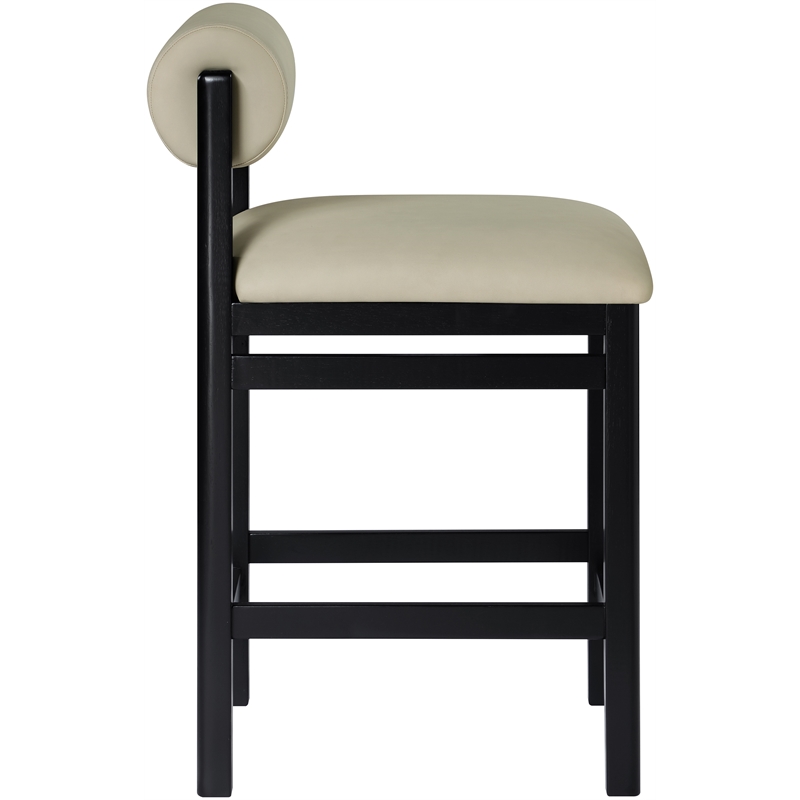 Meridian Furniture Roundhill Taupe Vegan Leather Upholstered Counter Stool