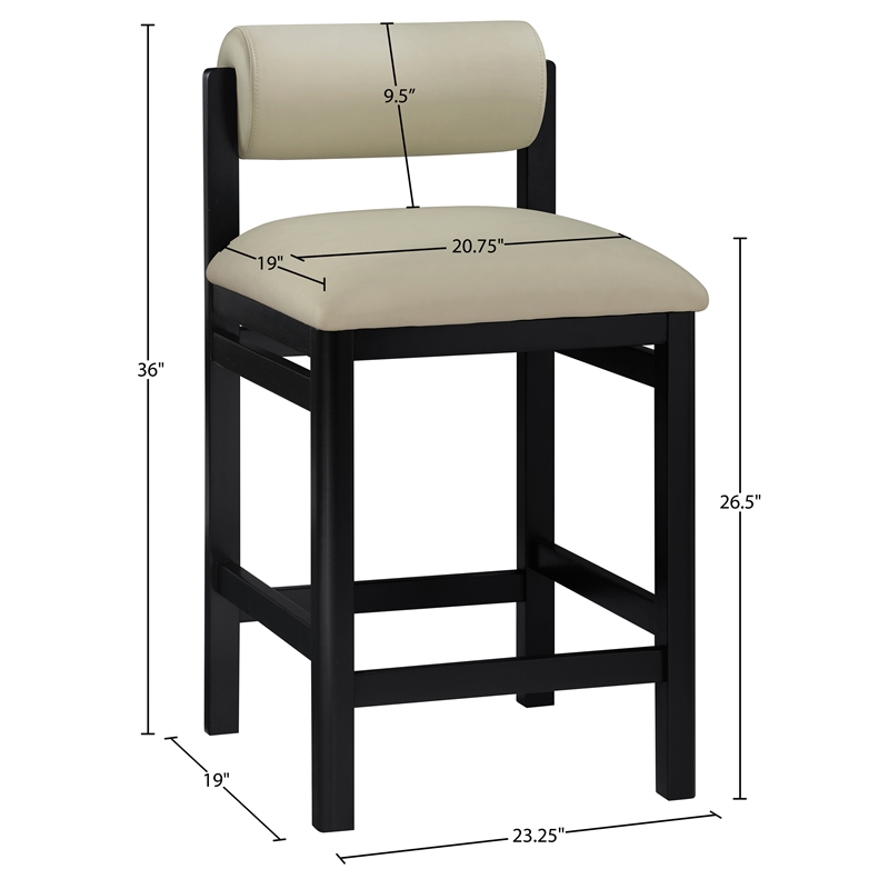 Meridian Furniture Roundhill Taupe Vegan Leather Upholstered Counter Stool