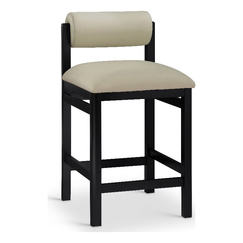 Meridian Furniture Roundhill Taupe Vegan Leather Upholstered Counter Stool