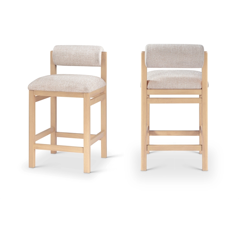 Meridian Furniture Roundhill Beige Linen Textured Fabric Counter Stool