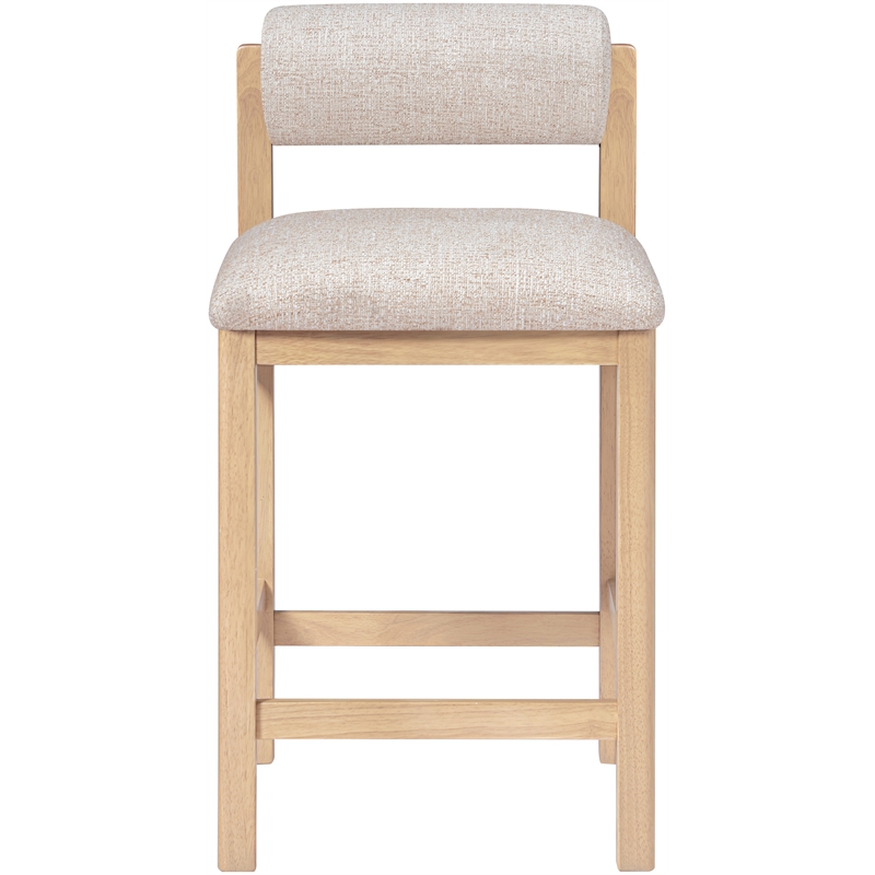 Meridian Furniture Roundhill Beige Linen Textured Fabric Counter Stool