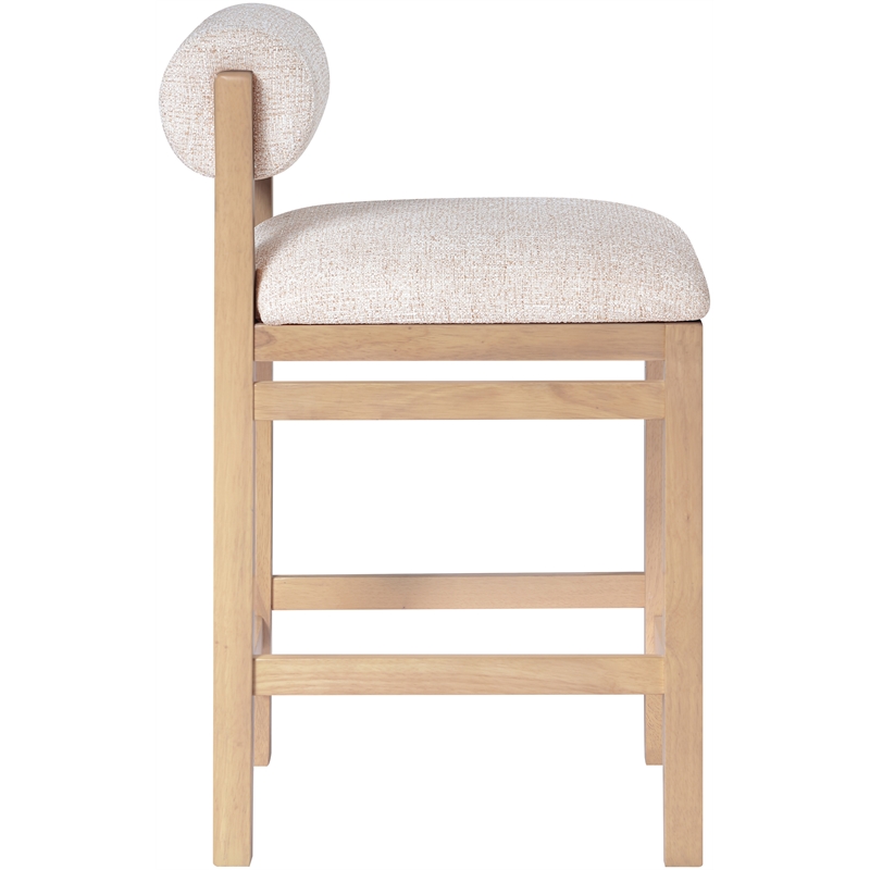 Meridian Furniture Roundhill Beige Linen Textured Fabric Counter Stool