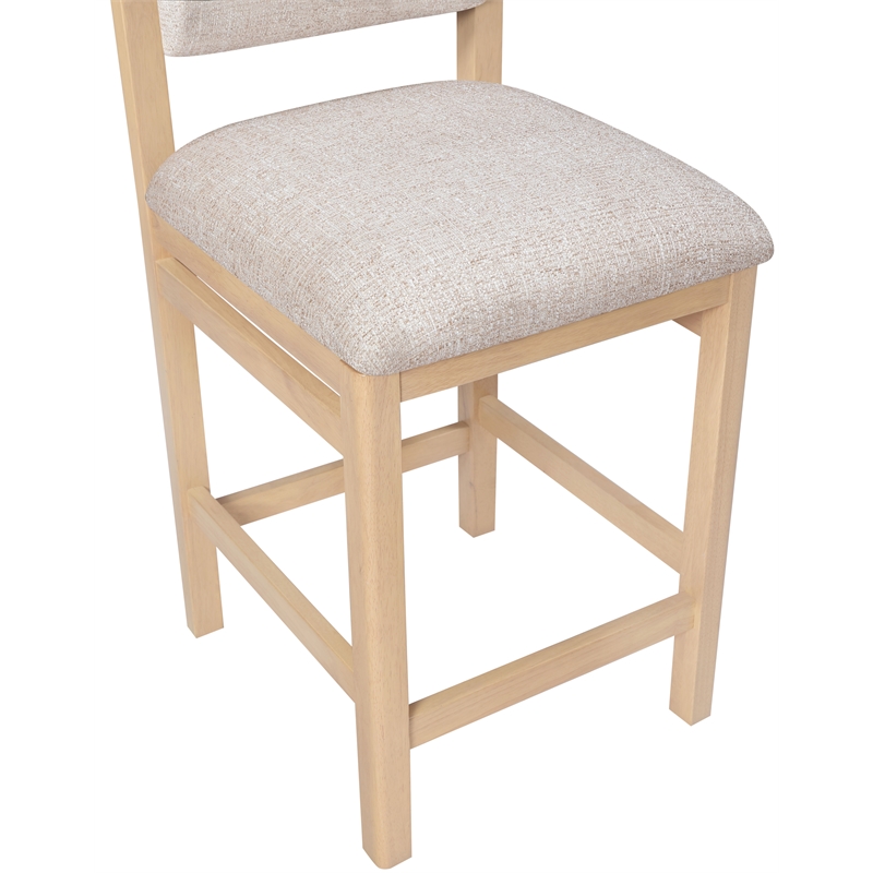 Meridian Furniture Roundhill Beige Linen Textured Fabric Counter Stool