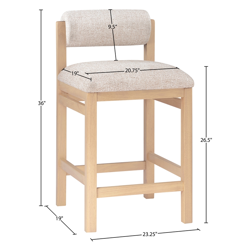 Meridian Furniture Roundhill Beige Linen Textured Fabric Counter Stool