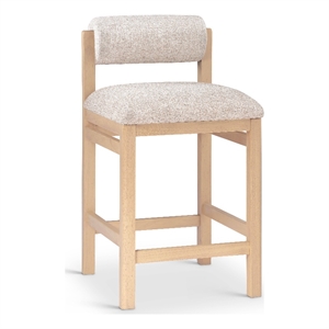 Meridian Furniture Roundhill Beige Linen Textured Fabric Counter Stool