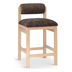 Meridian Furniture Roundhill Brown Linen Textured Fabric Counter Stool