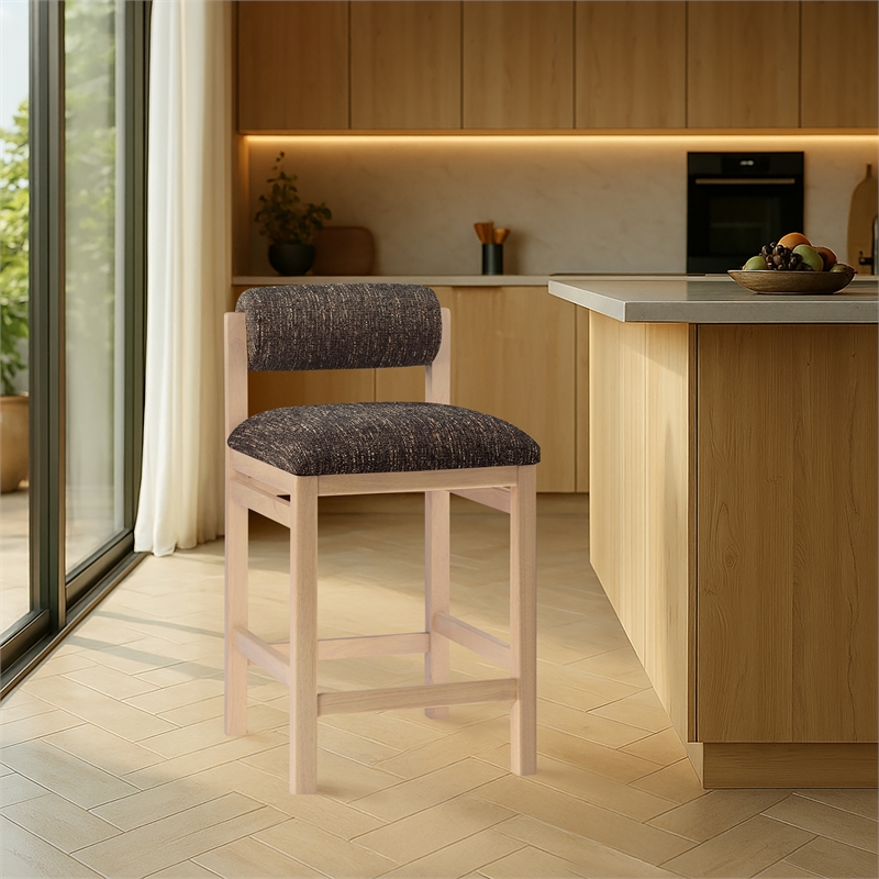 Meridian Furniture Roundhill Brown Linen Textured Fabric Counter Stool