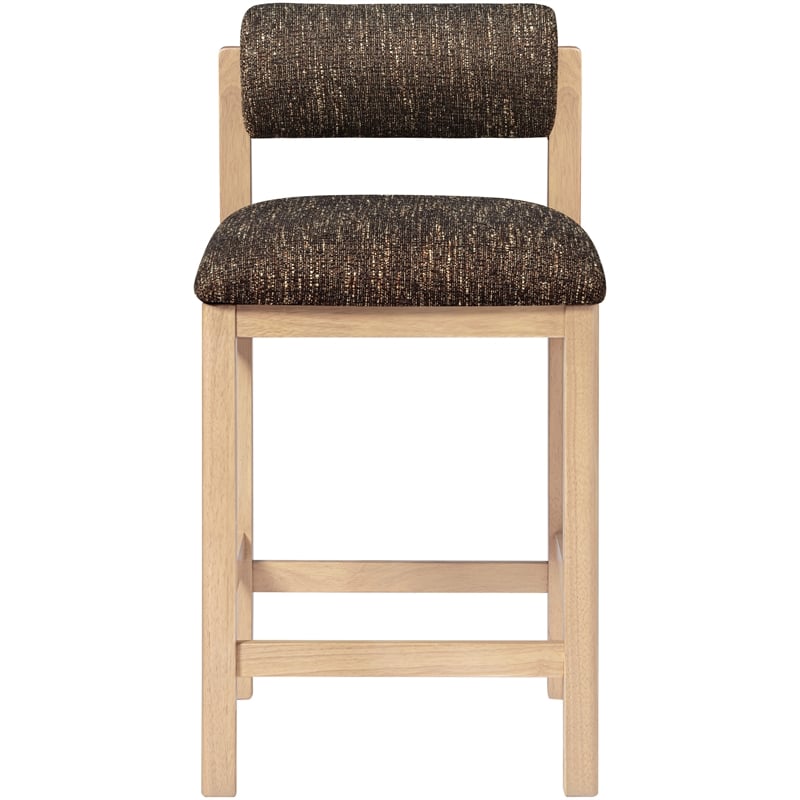 Meridian Furniture Roundhill Brown Linen Textured Fabric Counter Stool