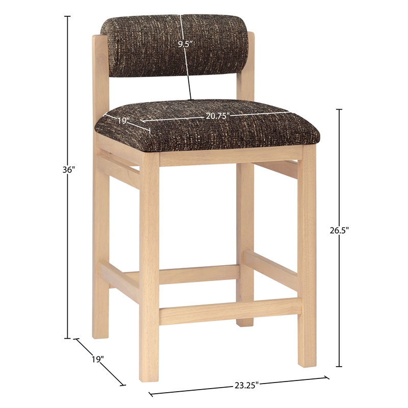 Meridian Furniture Roundhill Brown Linen Textured Fabric Counter Stool