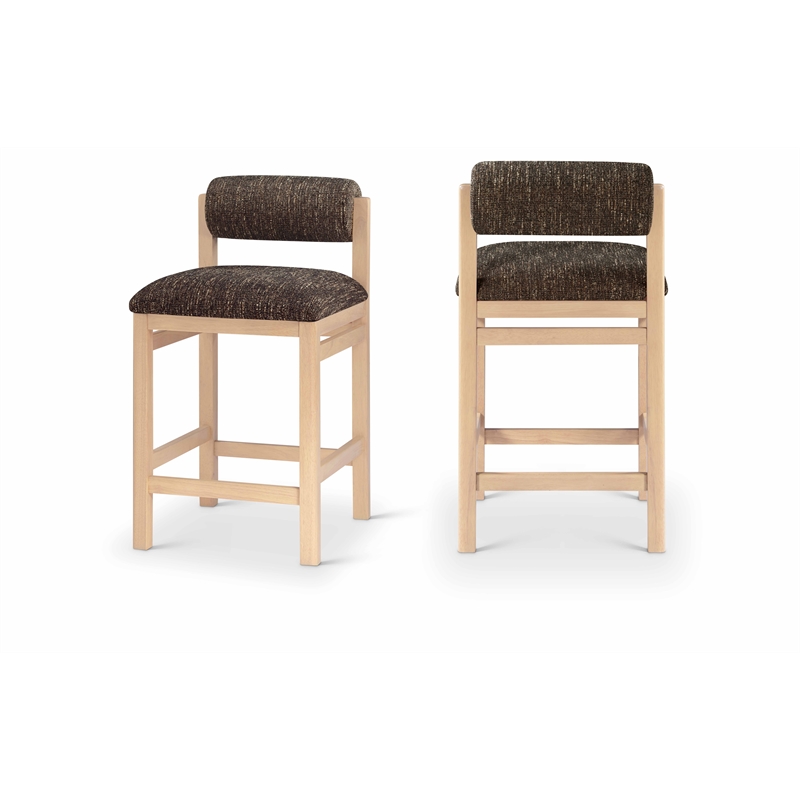Meridian Furniture Roundhill Brown Linen Textured Fabric Counter Stool