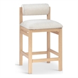 Meridian Furniture Roundhill Cream Linen Textured Fabric Counter Stool
