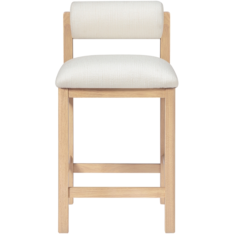 Meridian Furniture Roundhill Cream Linen Textured Fabric Counter Stool