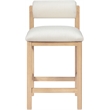 Meridian Furniture Roundhill Cream Linen Textured Fabric Counter Stool