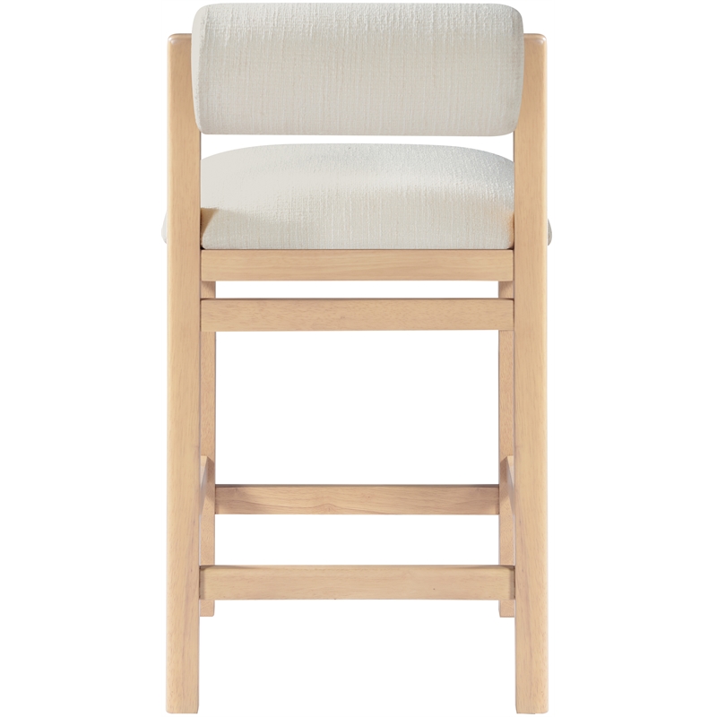 Meridian Furniture Roundhill Cream Linen Textured Fabric Counter Stool