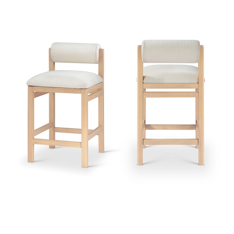 Meridian Furniture Roundhill Cream Linen Textured Fabric Counter Stool