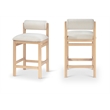 Meridian Furniture Roundhill Cream Linen Textured Fabric Counter Stool