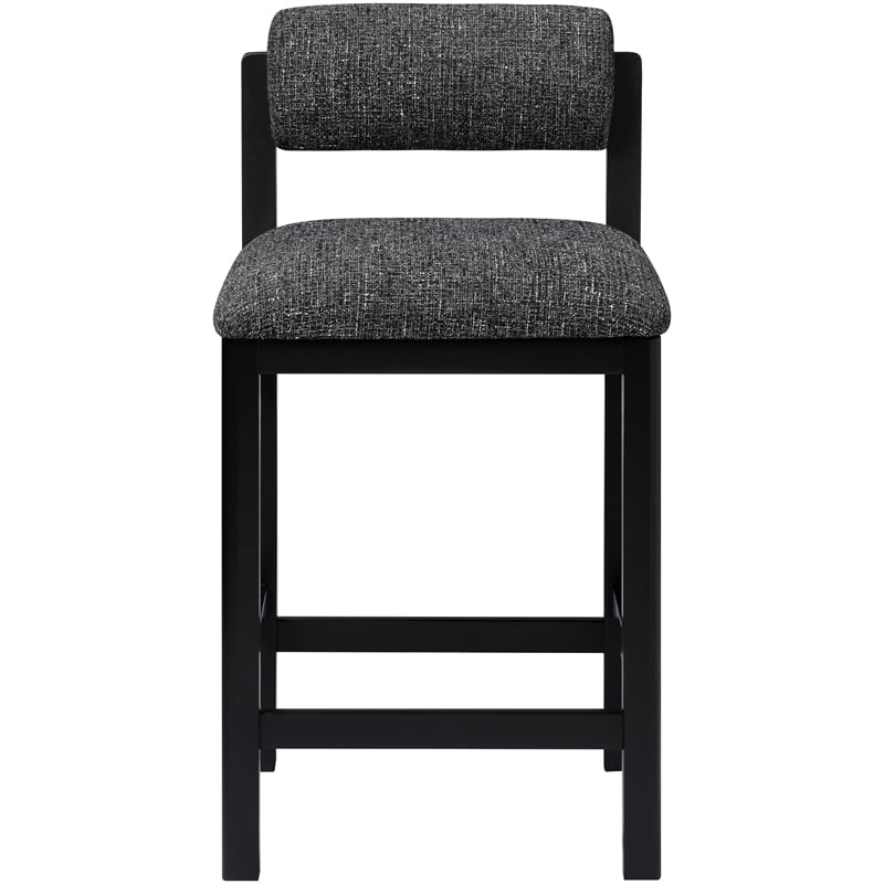Meridian Furniture Roundhill Black Linen Textured Fabric Counter Stool