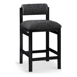 Meridian Furniture Roundhill Black Linen Textured Fabric Counter Stool