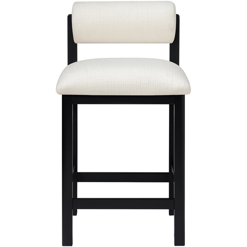 Meridian Furniture Roundhill Cream Linen Textured Fabric Counter Stool