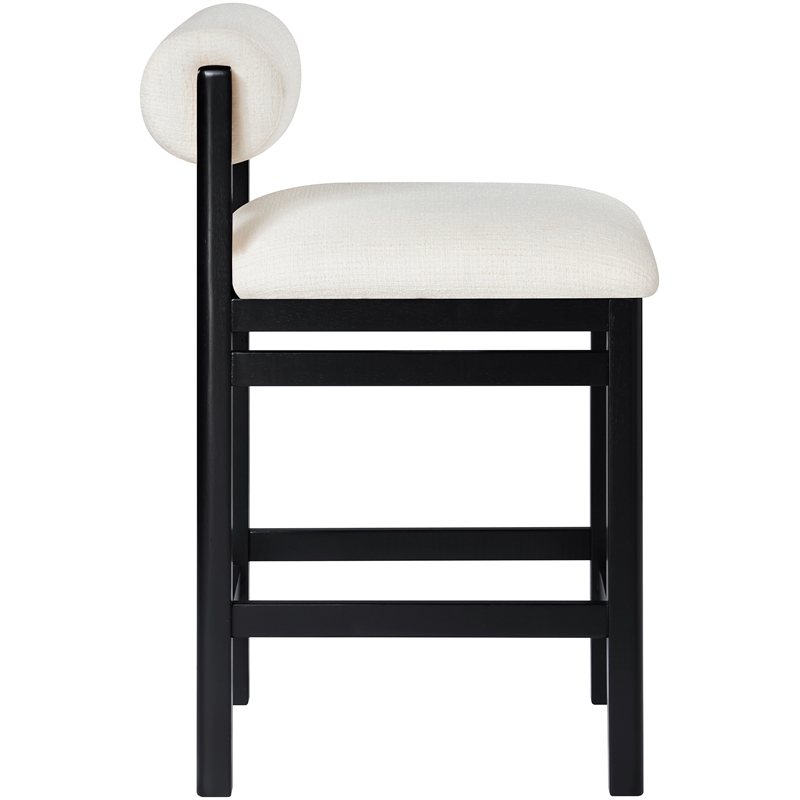 Meridian Furniture Roundhill Cream Linen Textured Fabric Counter Stool