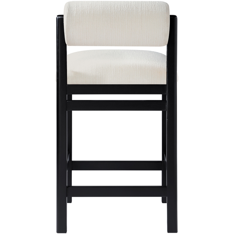Meridian Furniture Roundhill Cream Linen Textured Fabric Counter Stool