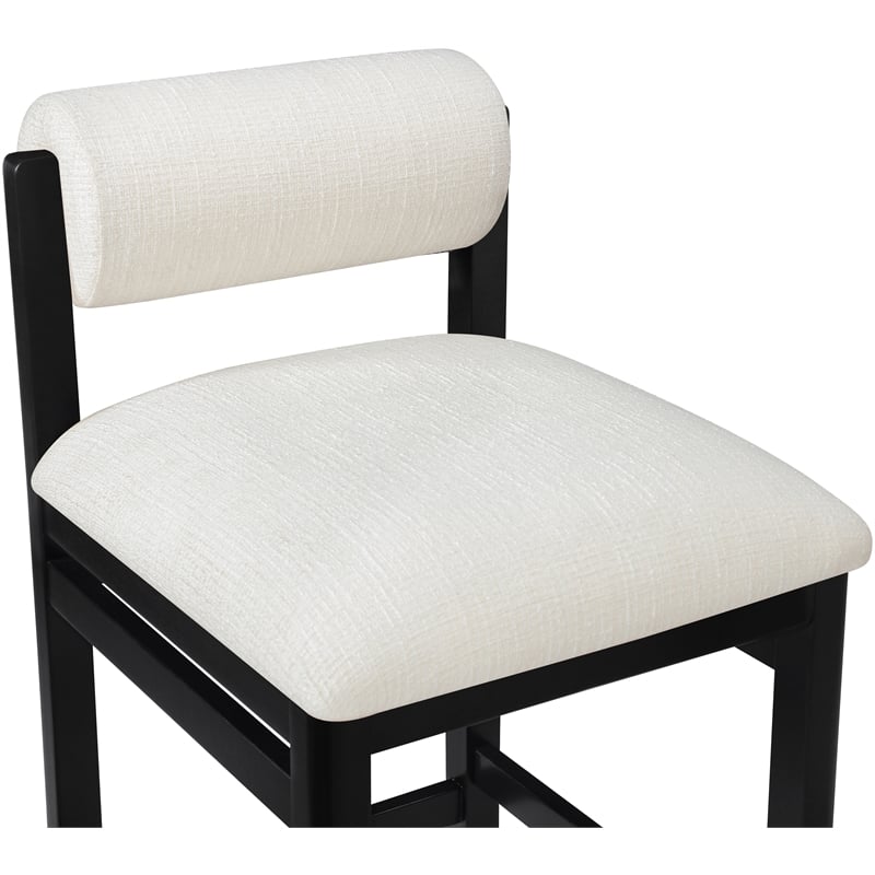 Meridian Furniture Roundhill Cream Linen Textured Fabric Counter Stool