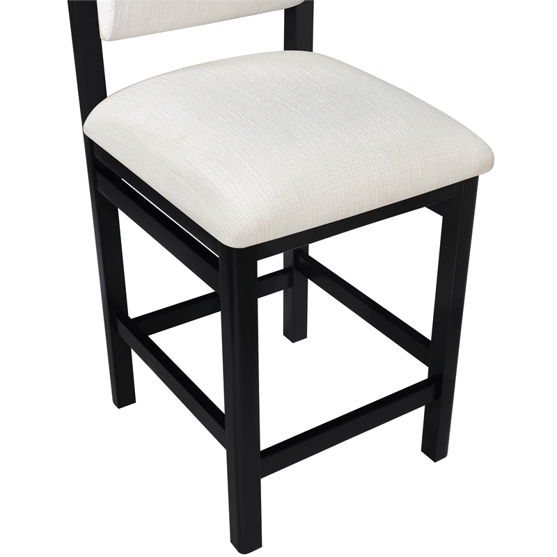 Meridian Furniture Roundhill Cream Linen Textured Fabric Counter Stool
