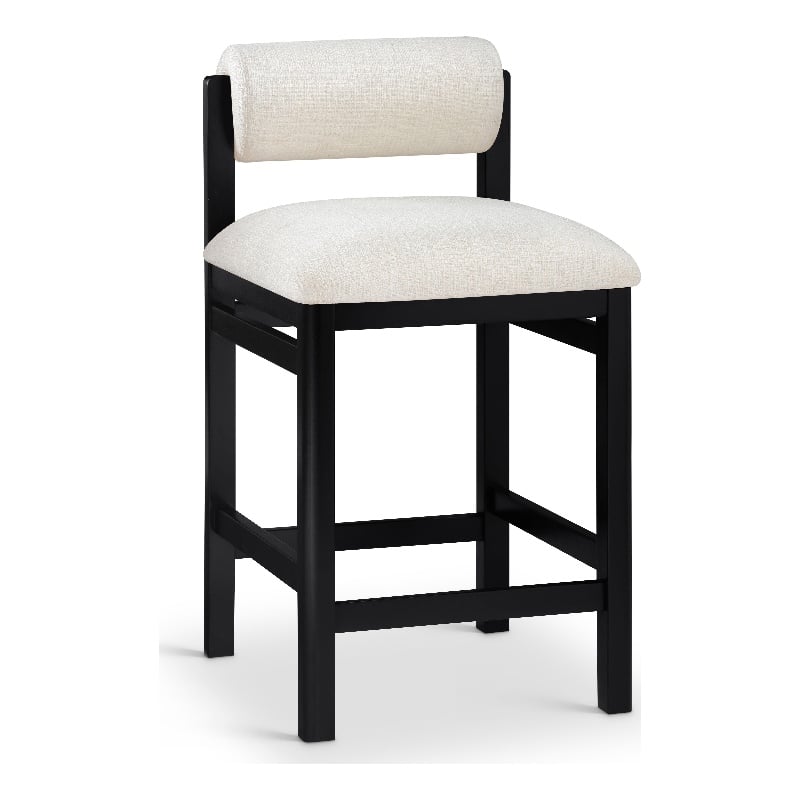 Meridian Furniture Roundhill Cream Linen Textured Fabric Counter Stool