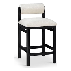 Meridian Furniture Roundhill Cream Linen Textured Fabric Counter Stool