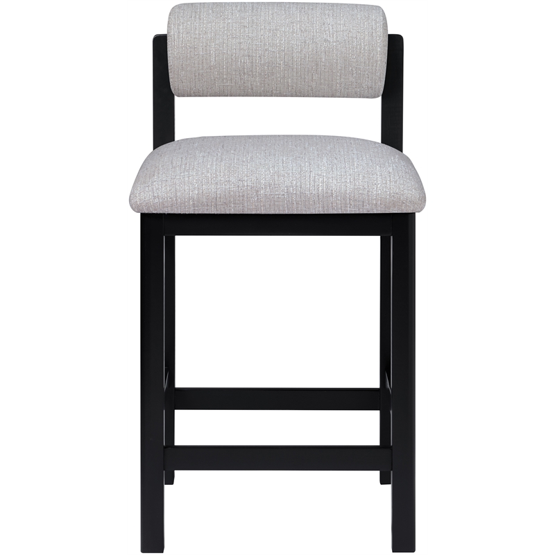 Meridian Furniture Roundhill Grey Linen Textured Fabric Counter Stool