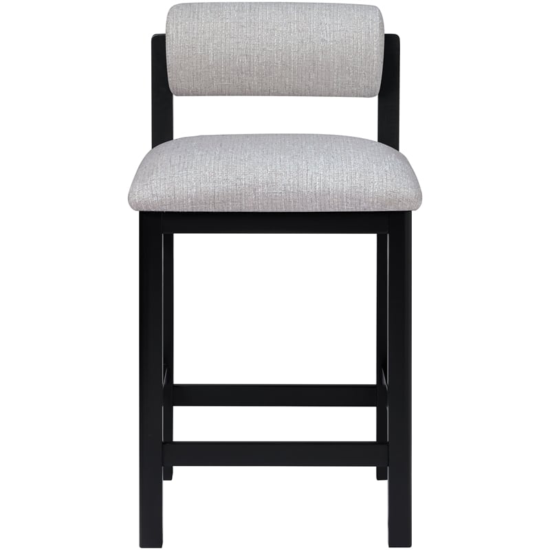 Meridian Furniture Roundhill Grey Linen Textured Fabric Counter Stool