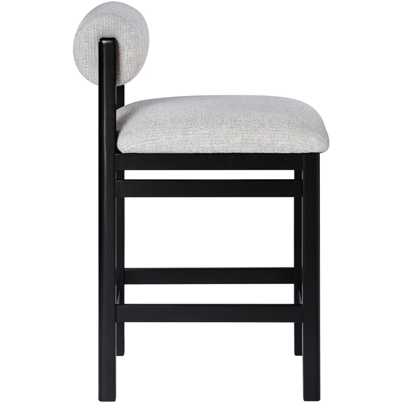 Meridian Furniture Roundhill Grey Linen Textured Fabric Counter Stool