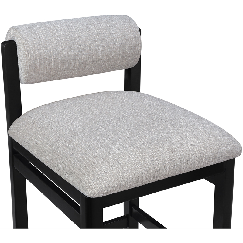 Meridian Furniture Roundhill Grey Linen Textured Fabric Counter Stool