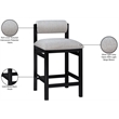 Meridian Furniture Roundhill Grey Linen Textured Fabric Counter Stool