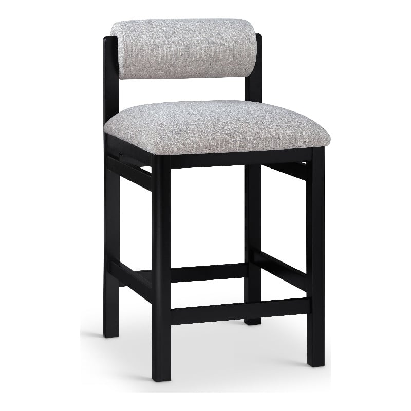 Meridian Furniture Roundhill Grey Linen Textured Fabric Counter Stool