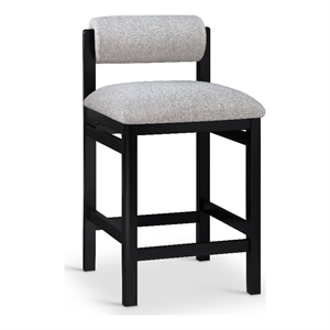 Meridian Furniture Roundhill Grey Linen Textured Fabric Counter Stool