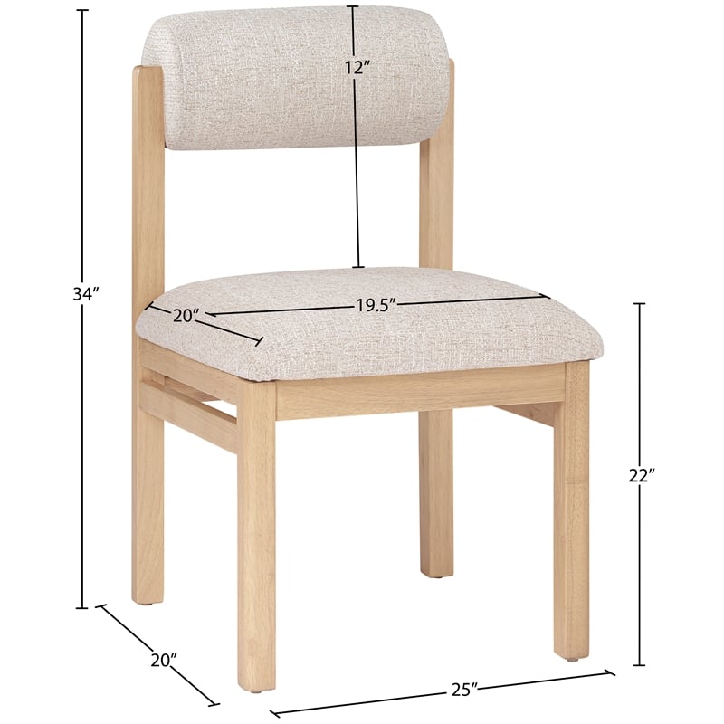 Meridian Furniture Roundhill Beige Linen Textured Fabric Dining Chair (Set of 2)