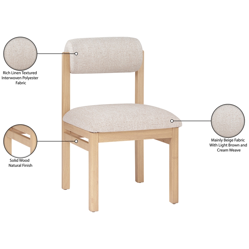 Meridian Furniture Roundhill Beige Linen Textured Fabric Dining Chair (Set of 2)