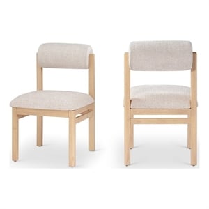 Meridian Furniture Roundhill Beige Linen Textured Fabric Dining Chair (Set of 2)